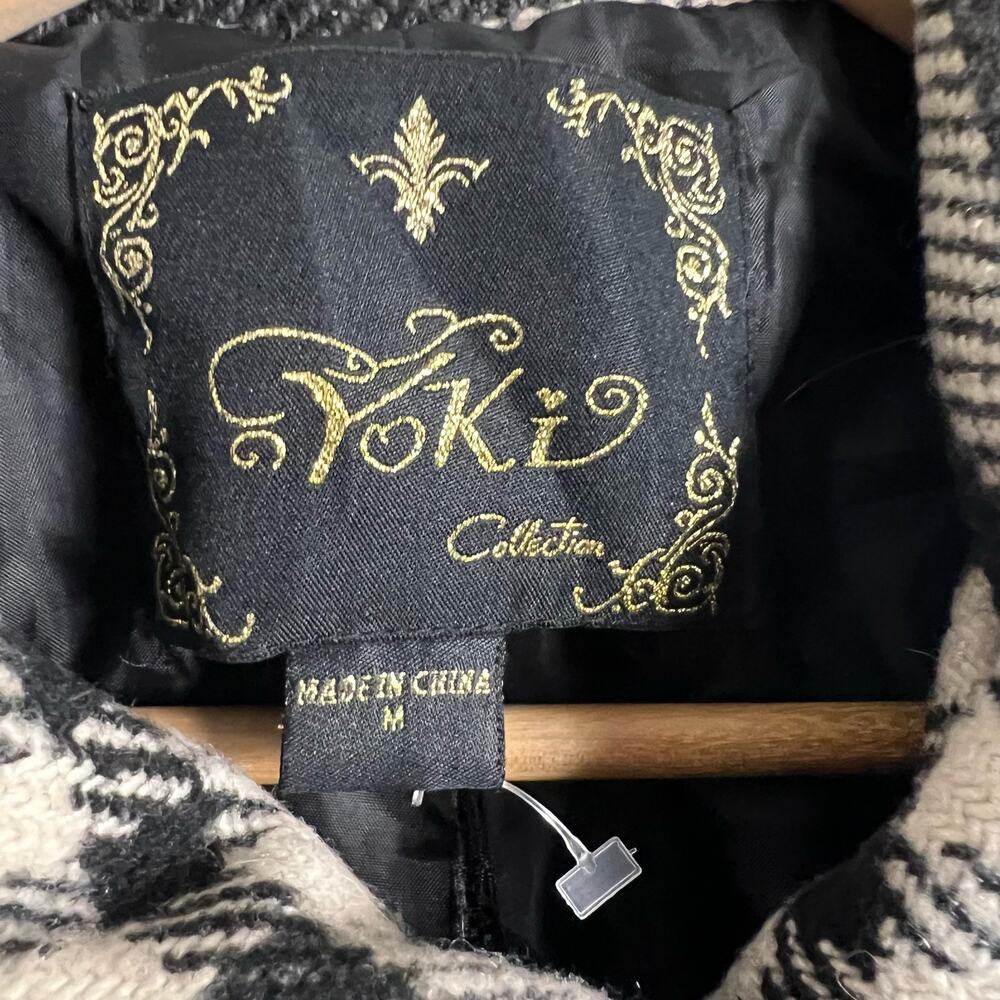 YOKI Collection Black Plaid A-Line Double Breasted Pea Coat Size M - Picture 6 of 8